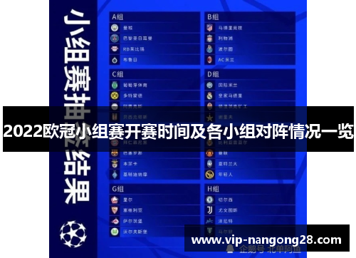 2022欧冠小组赛开赛时间及各小组对阵情况一览